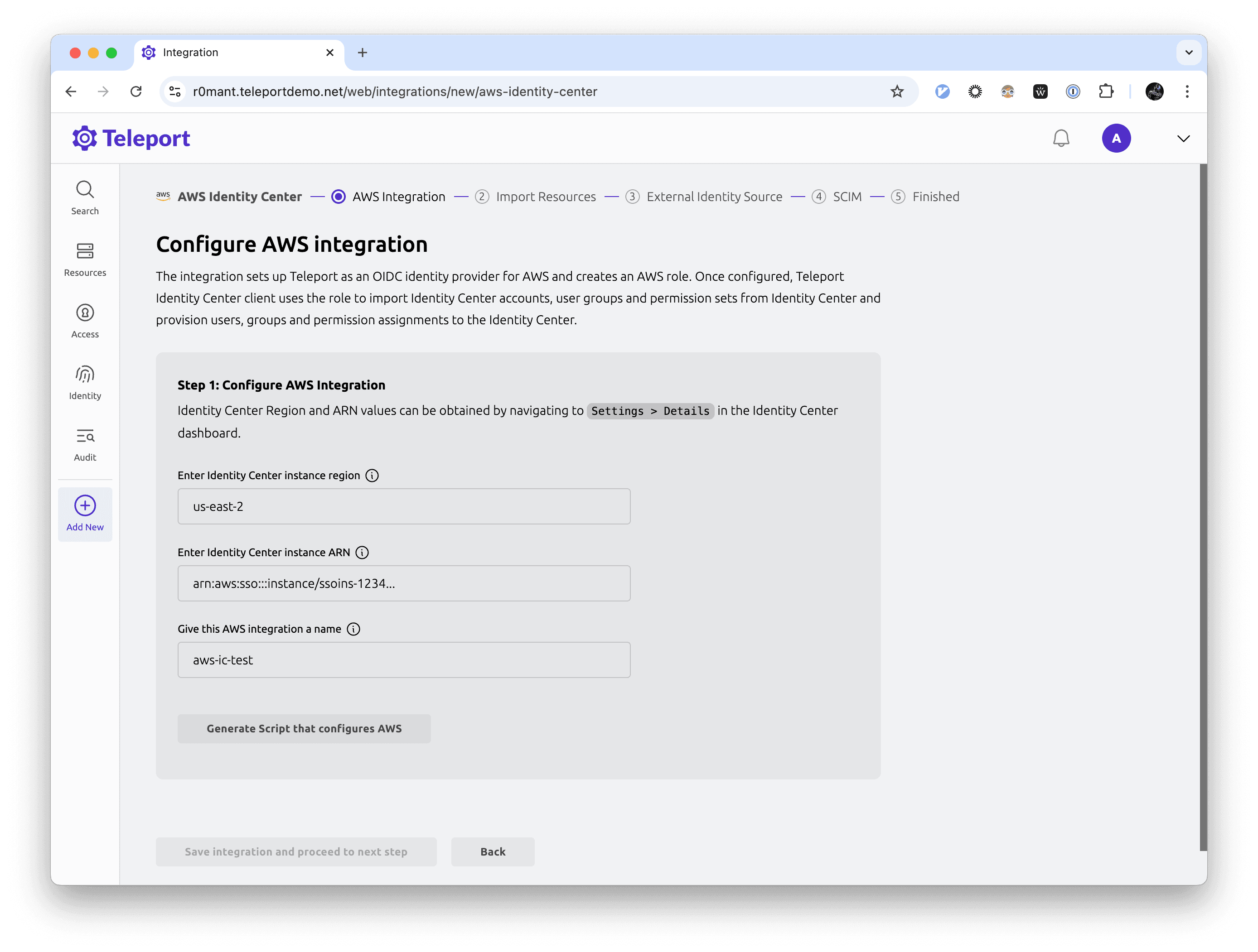 Configure AWS integration